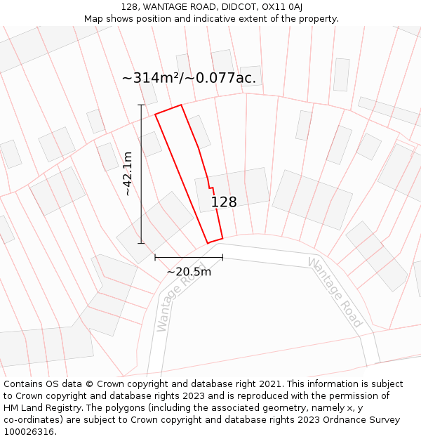 128, WANTAGE ROAD, DIDCOT, OX11 0AJ: Plot and title map