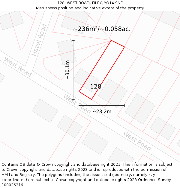 128, WEST ROAD, FILEY, YO14 9ND: Plot and title map