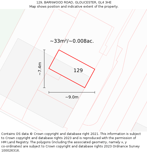 129, BARNWOOD ROAD, GLOUCESTER, GL4 3HE: Plot and title map