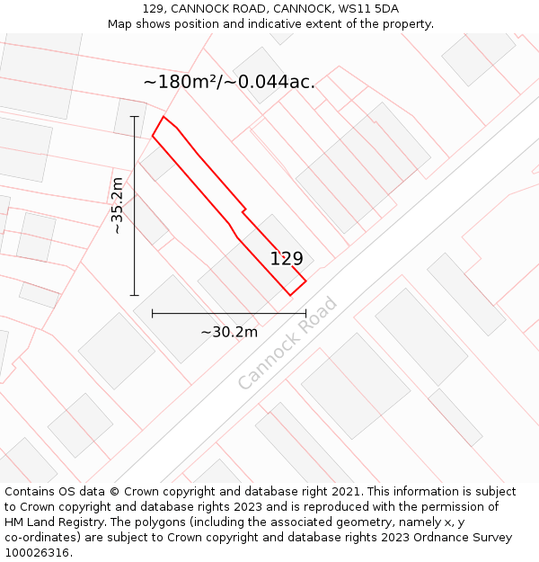 129, CANNOCK ROAD, CANNOCK, WS11 5DA: Plot and title map