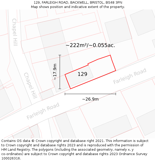 129, FARLEIGH ROAD, BACKWELL, BRISTOL, BS48 3PN: Plot and title map