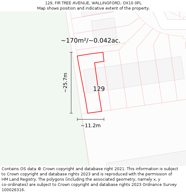 129, FIR TREE AVENUE, WALLINGFORD, OX10 0PL: Plot and title map