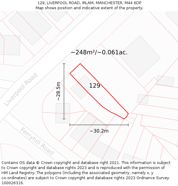 129, LIVERPOOL ROAD, IRLAM, MANCHESTER, M44 6DP: Plot and title map
