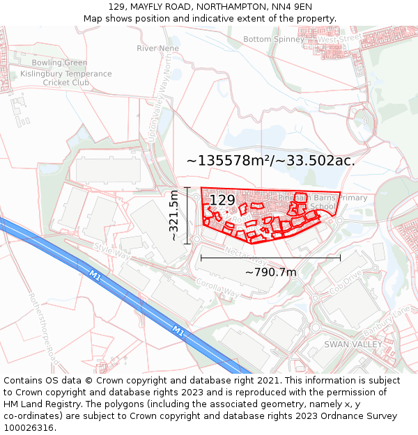 129, MAYFLY ROAD, NORTHAMPTON, NN4 9EN: Plot and title map