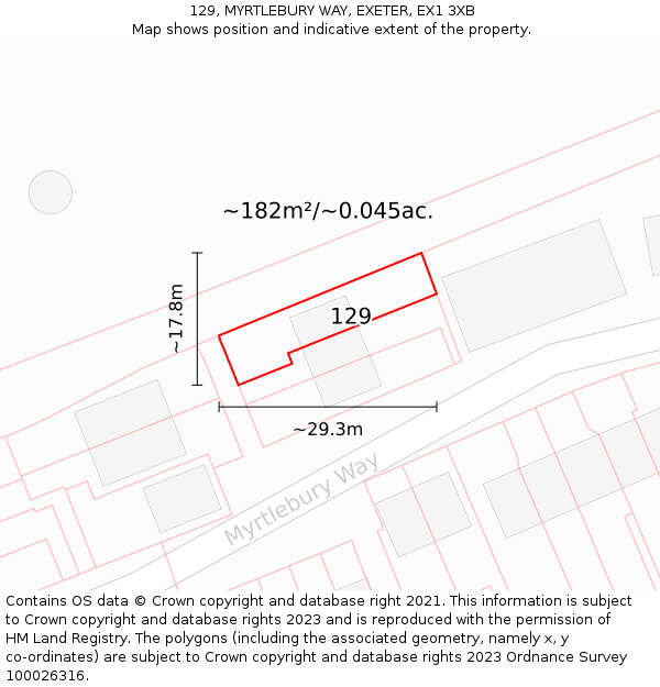 129, MYRTLEBURY WAY, EXETER, EX1 3XB: Plot and title map