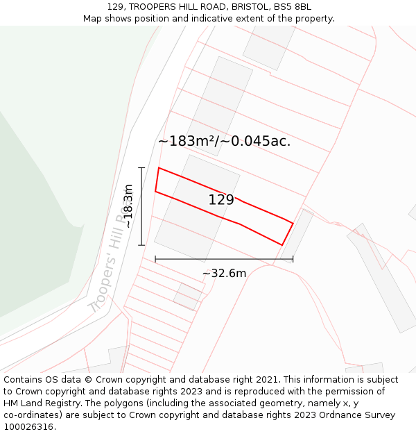 129, TROOPERS HILL ROAD, BRISTOL, BS5 8BL: Plot and title map