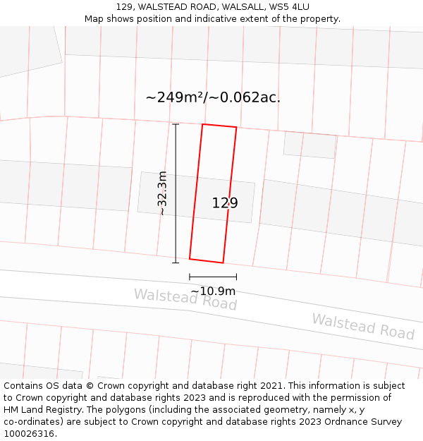 129, WALSTEAD ROAD, WALSALL, WS5 4LU: Plot and title map