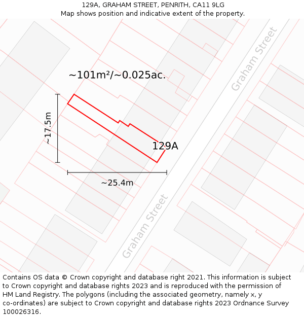 129A, GRAHAM STREET, PENRITH, CA11 9LG: Plot and title map