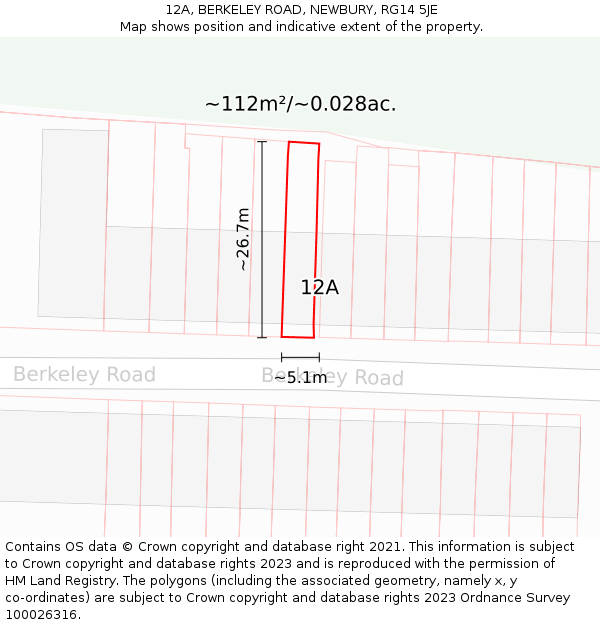 12A, BERKELEY ROAD, NEWBURY, RG14 5JE: Plot and title map