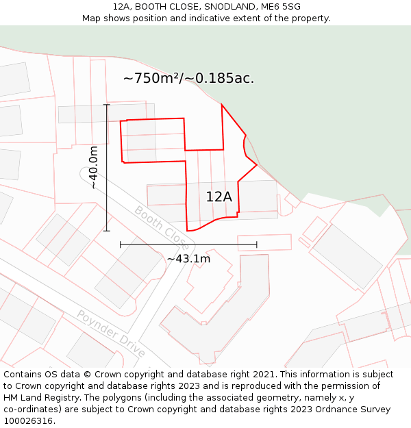12A, BOOTH CLOSE, SNODLAND, ME6 5SG: Plot and title map