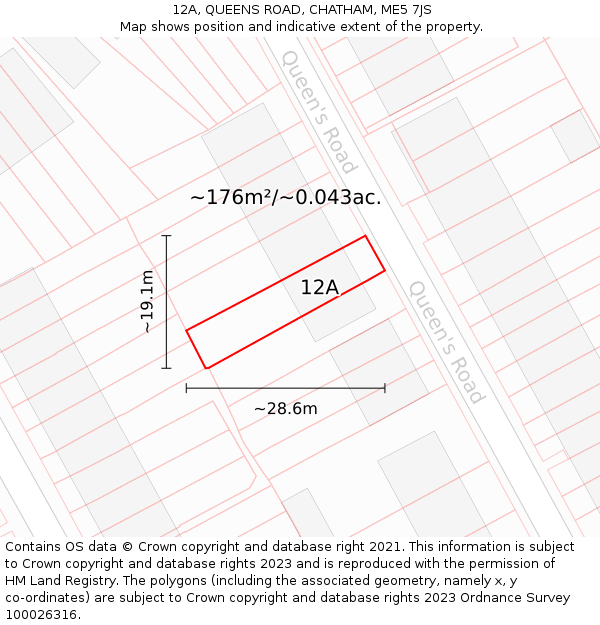 12A, QUEENS ROAD, CHATHAM, ME5 7JS: Plot and title map