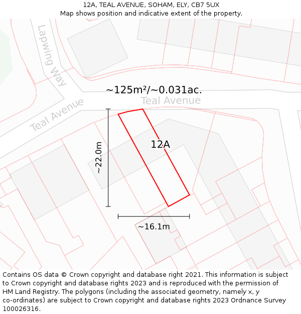 12A, TEAL AVENUE, SOHAM, ELY, CB7 5UX: Plot and title map