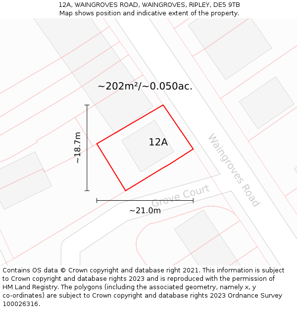 12A, WAINGROVES ROAD, WAINGROVES, RIPLEY, DE5 9TB: Plot and title map