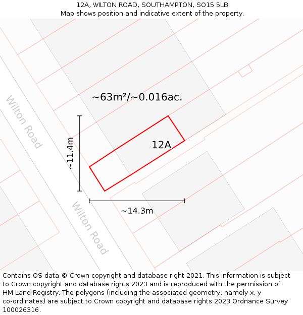 12A, WILTON ROAD, SOUTHAMPTON, SO15 5LB: Plot and title map