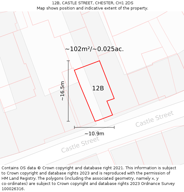 12B, CASTLE STREET, CHESTER, CH1 2DS: Plot and title map