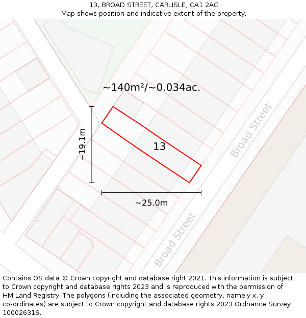 13, BROAD STREET, CARLISLE, CA1 2AG: Plot and title map