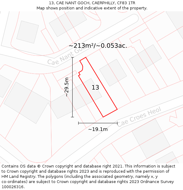 13, CAE NANT GOCH, CAERPHILLY, CF83 1TR: Plot and title map