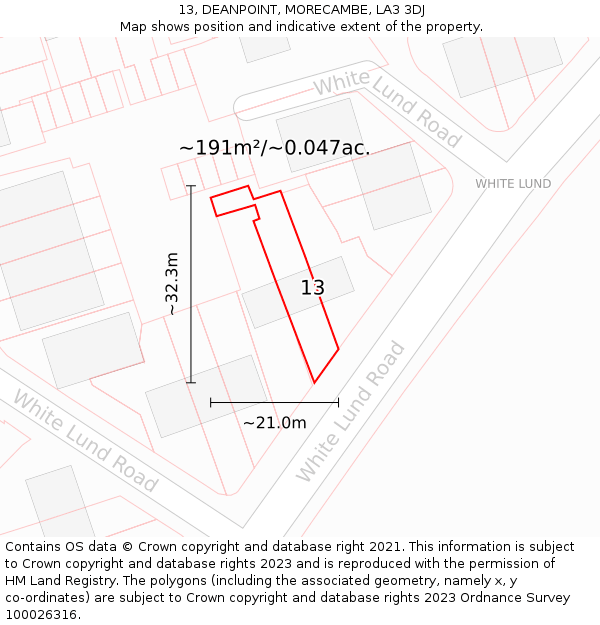 13, DEANPOINT, MORECAMBE, LA3 3DJ: Plot and title map