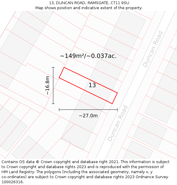 13, DUNCAN ROAD, RAMSGATE, CT11 9SU: Plot and title map