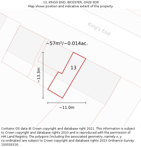 13, KINGS END, BICESTER, OX26 6DR: Plot and title map