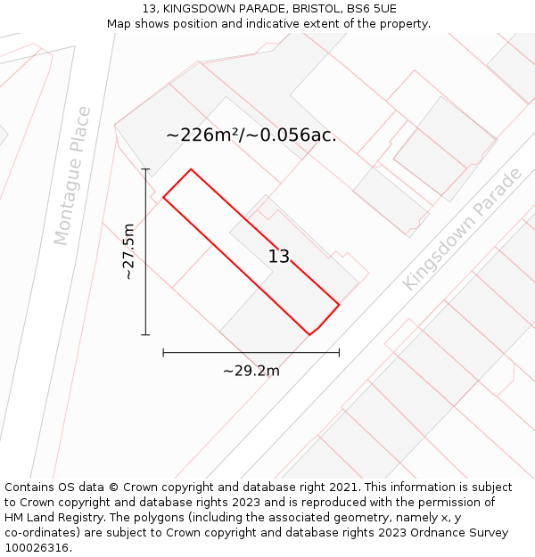 13, KINGSDOWN PARADE, BRISTOL, BS6 5UE: Plot and title map