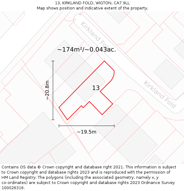 13, KIRKLAND FOLD, WIGTON, CA7 9LL: Plot and title map