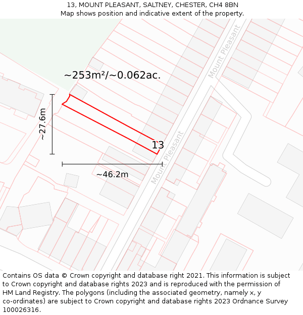 13, MOUNT PLEASANT, SALTNEY, CHESTER, CH4 8BN: Plot and title map