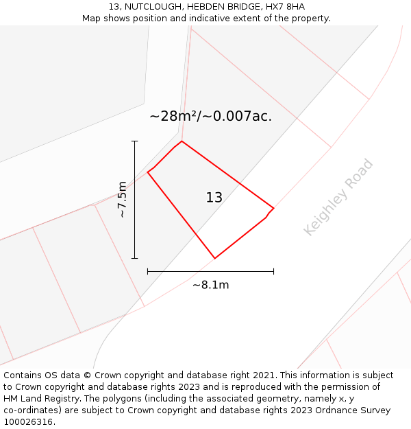 13, NUTCLOUGH, HEBDEN BRIDGE, HX7 8HA: Plot and title map