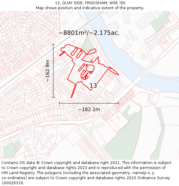 13, QUAY SIDE, FRODSHAM, WA6 7JN: Plot and title map