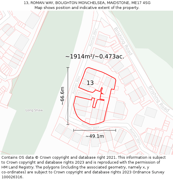13, ROMAN WAY, BOUGHTON MONCHELSEA, MAIDSTONE, ME17 4SG: Plot and title map