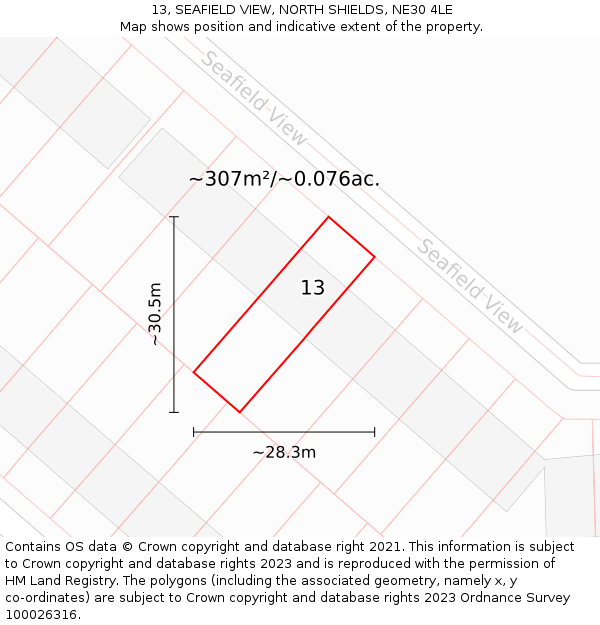 13, SEAFIELD VIEW, NORTH SHIELDS, NE30 4LE: Plot and title map