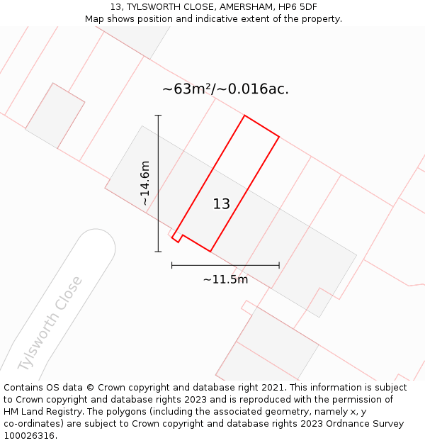 13, TYLSWORTH CLOSE, AMERSHAM, HP6 5DF: Plot and title map