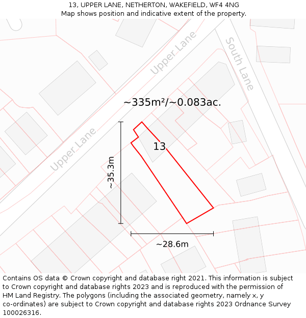 13, UPPER LANE, NETHERTON, WAKEFIELD, WF4 4NG: Plot and title map