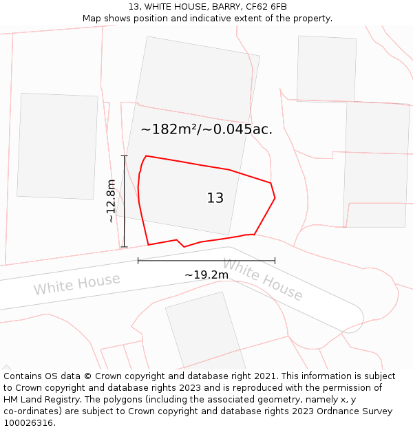 13, WHITE HOUSE, BARRY, CF62 6FB: Plot and title map