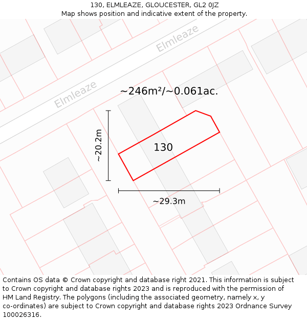 130, ELMLEAZE, GLOUCESTER, GL2 0JZ: Plot and title map