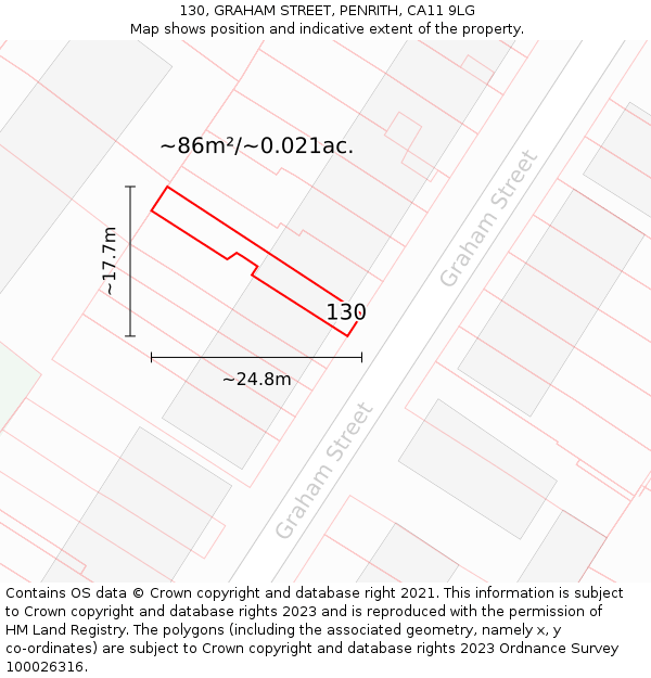 130, GRAHAM STREET, PENRITH, CA11 9LG: Plot and title map