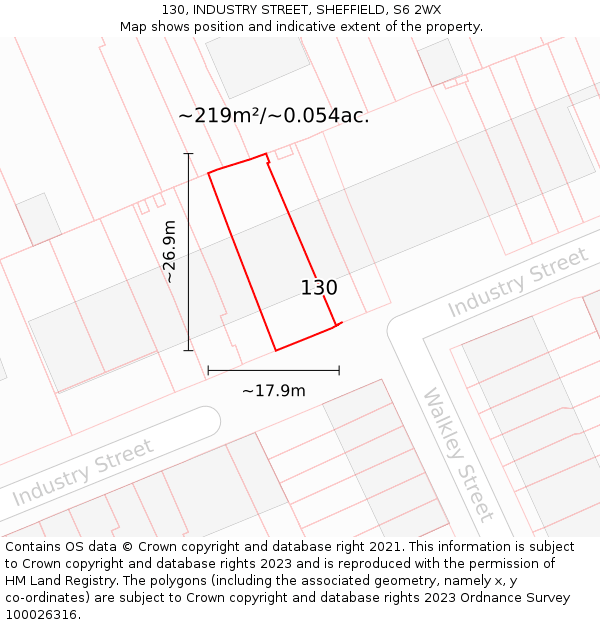 130, INDUSTRY STREET, SHEFFIELD, S6 2WX: Plot and title map