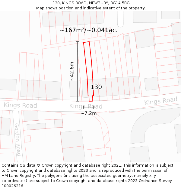 130, KINGS ROAD, NEWBURY, RG14 5RG: Plot and title map