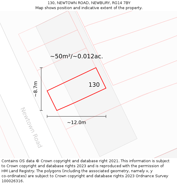 130, NEWTOWN ROAD, NEWBURY, RG14 7BY: Plot and title map