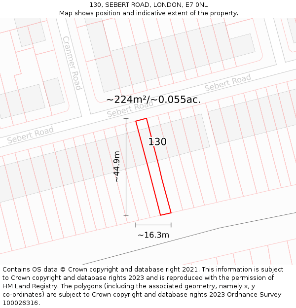 130, SEBERT ROAD, LONDON, E7 0NL: Plot and title map