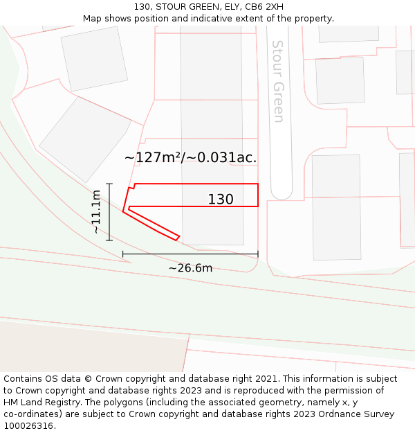 130, STOUR GREEN, ELY, CB6 2XH: Plot and title map