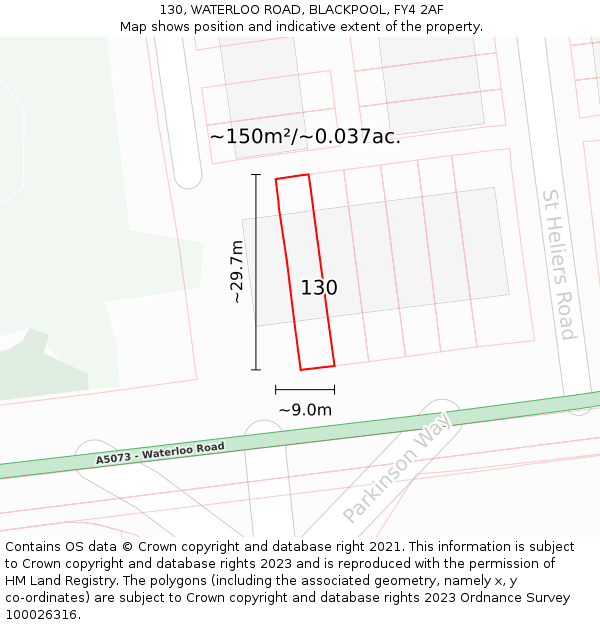 130, WATERLOO ROAD, BLACKPOOL, FY4 2AF: Plot and title map