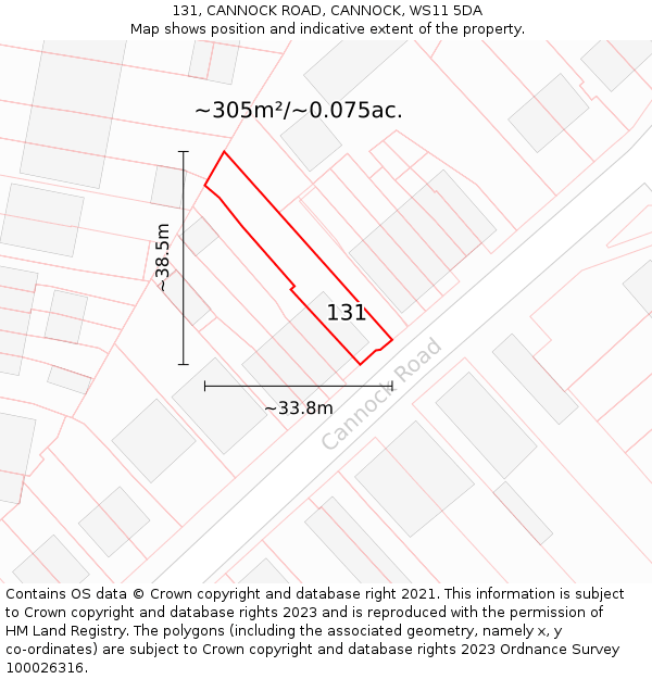 131, CANNOCK ROAD, CANNOCK, WS11 5DA: Plot and title map