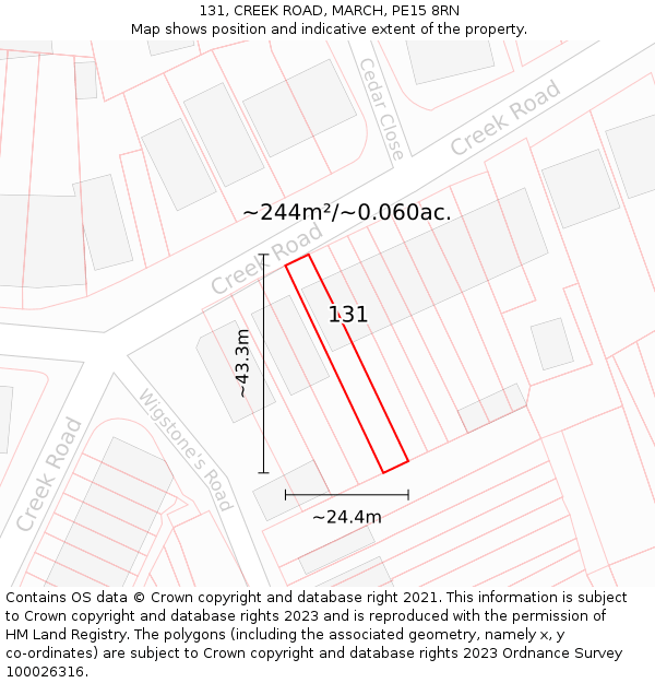 131, CREEK ROAD, MARCH, PE15 8RN: Plot and title map