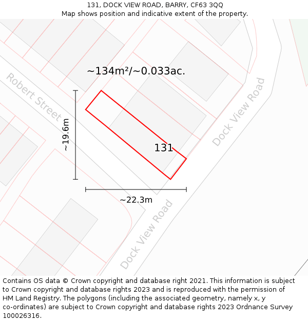 131, DOCK VIEW ROAD, BARRY, CF63 3QQ: Plot and title map