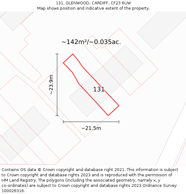 131, GLENWOOD, CARDIFF, CF23 6UW: Plot and title map