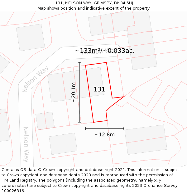 131, NELSON WAY, GRIMSBY, DN34 5UJ: Plot and title map