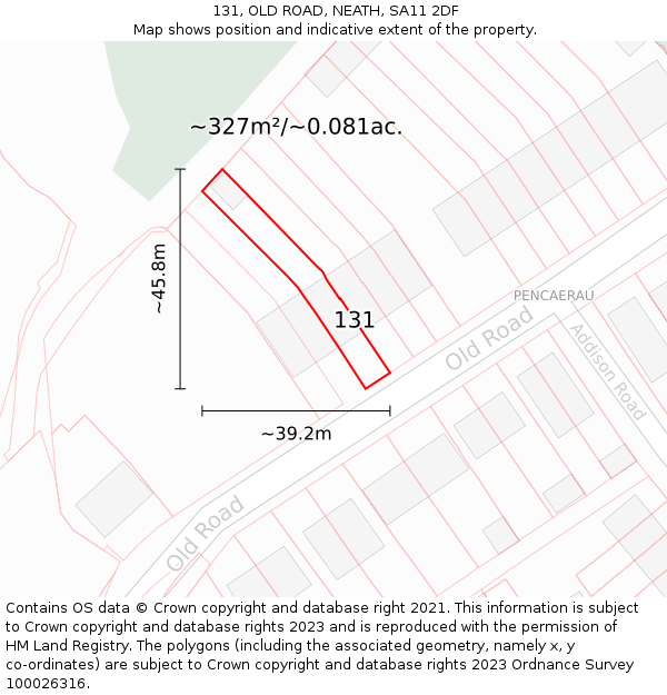 131, OLD ROAD, NEATH, SA11 2DF: Plot and title map