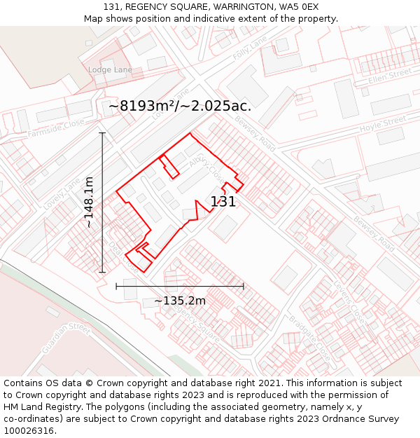 131, REGENCY SQUARE, WARRINGTON, WA5 0EX: Plot and title map
