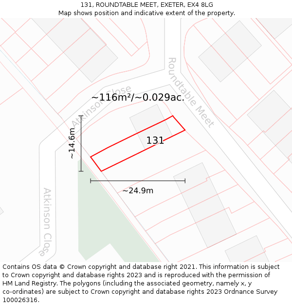 131, ROUNDTABLE MEET, EXETER, EX4 8LG: Plot and title map